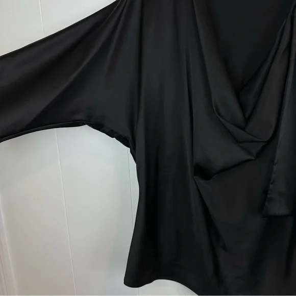 St. John Silk Black Drape Bow Blouse Top Sz S - Picture 9 of 11